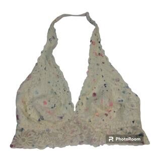 Victoria’s Secret PINK Cream Floral Halter Bralette Size M